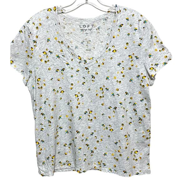 Loft Vintage Soft V Neck Shirt L Beach Umbrella Balls Vacation Summer Nautical - Picture 1 of 5